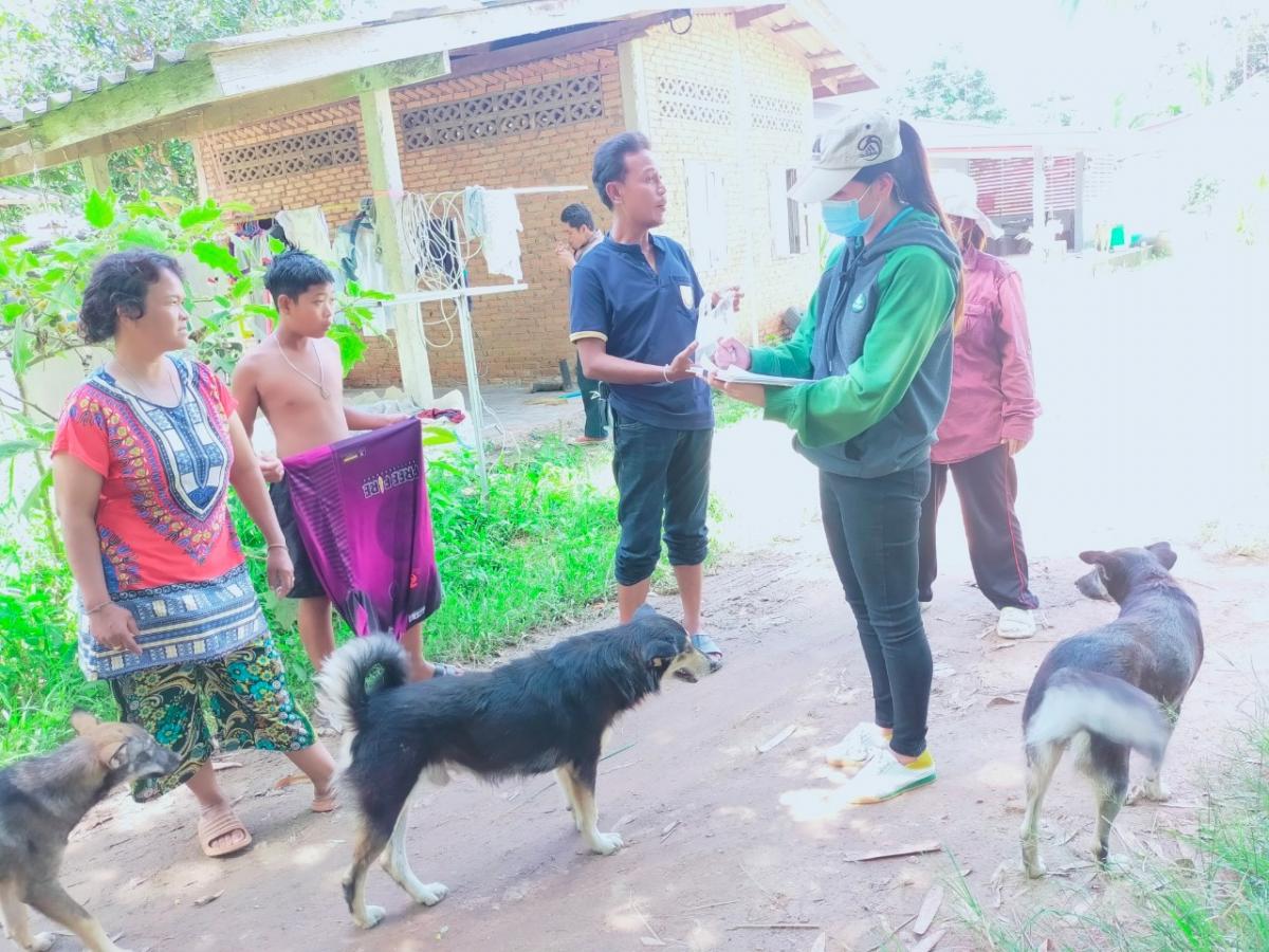 ลงพื้นที่โครงการสัตว์ปลอดโรค คนปลอดภัยจากโรคพิษสุนัขบ้า ประจำปีงบประมาณ 2565 ณ ศาลาประชาคมหมู่บ้าน หมู่ที่ 5